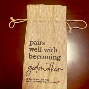 Pairs Well With Becoming a Godmother Wine Bag